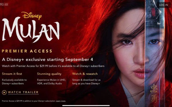 Mulan to Premier on Disney Plus