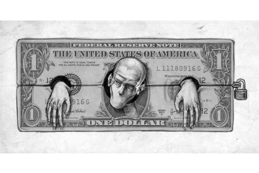 The sad reality of money in society depicted by this very sole image